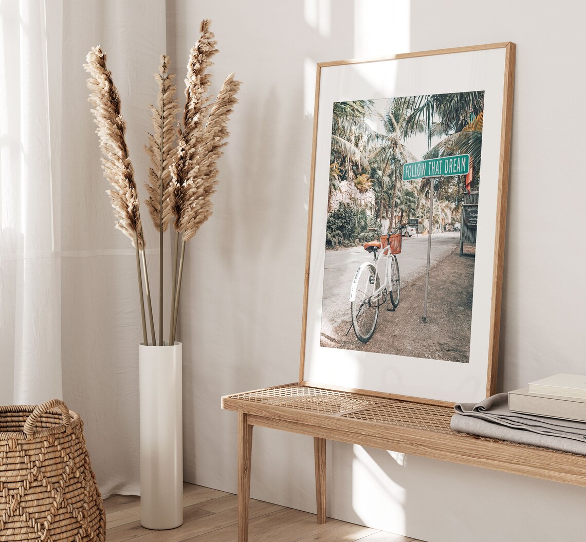 Bike Travel Art Print, Modern Minimalist Poster - Image 3