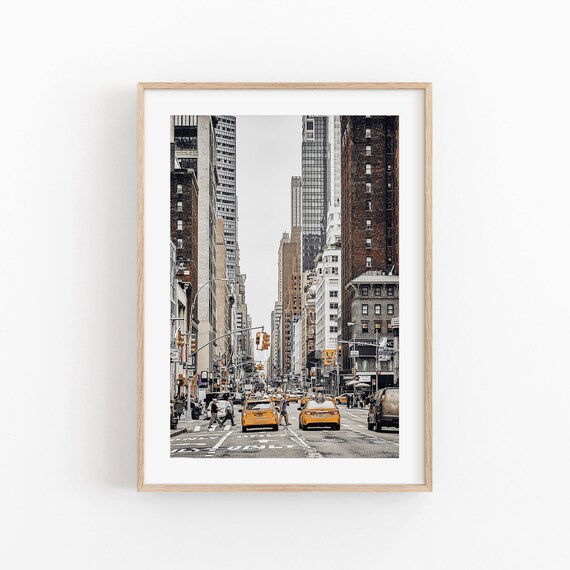 New York City Manhattan Street Yellow Taxis Photography Print