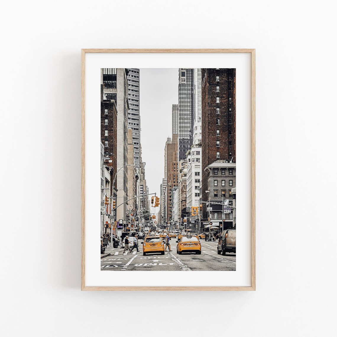 New York City Manhattan Street Yellow Taxis Photography Print