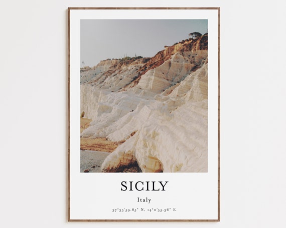 Sicily Beach Travel Poster, Italy Room Decor