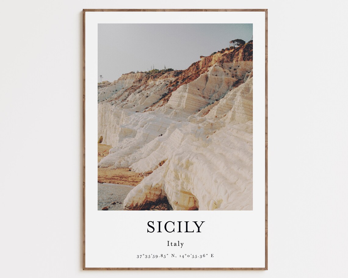Sicily Beach Travel Poster, Italy Room Decor