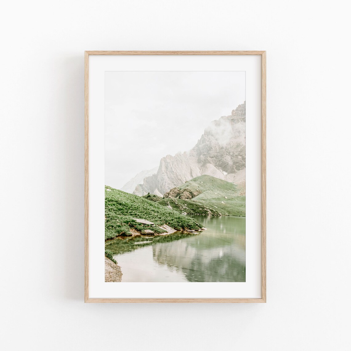 Switzerland Travel Poster, Lake and Mountain Scene