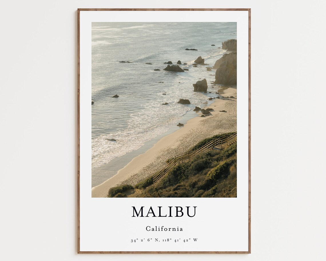 Malibu Travel Poster, California Wall Art