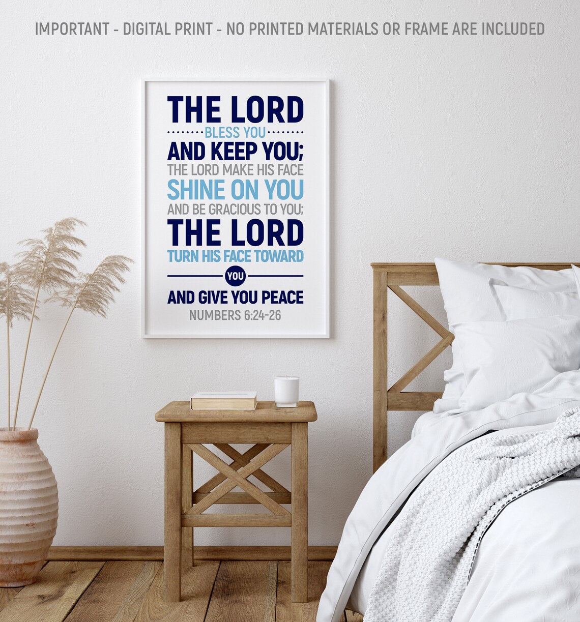 The Lord Bless You And Keep You Numbers 6:24-26 Navy Blue Type Poster - Image 2