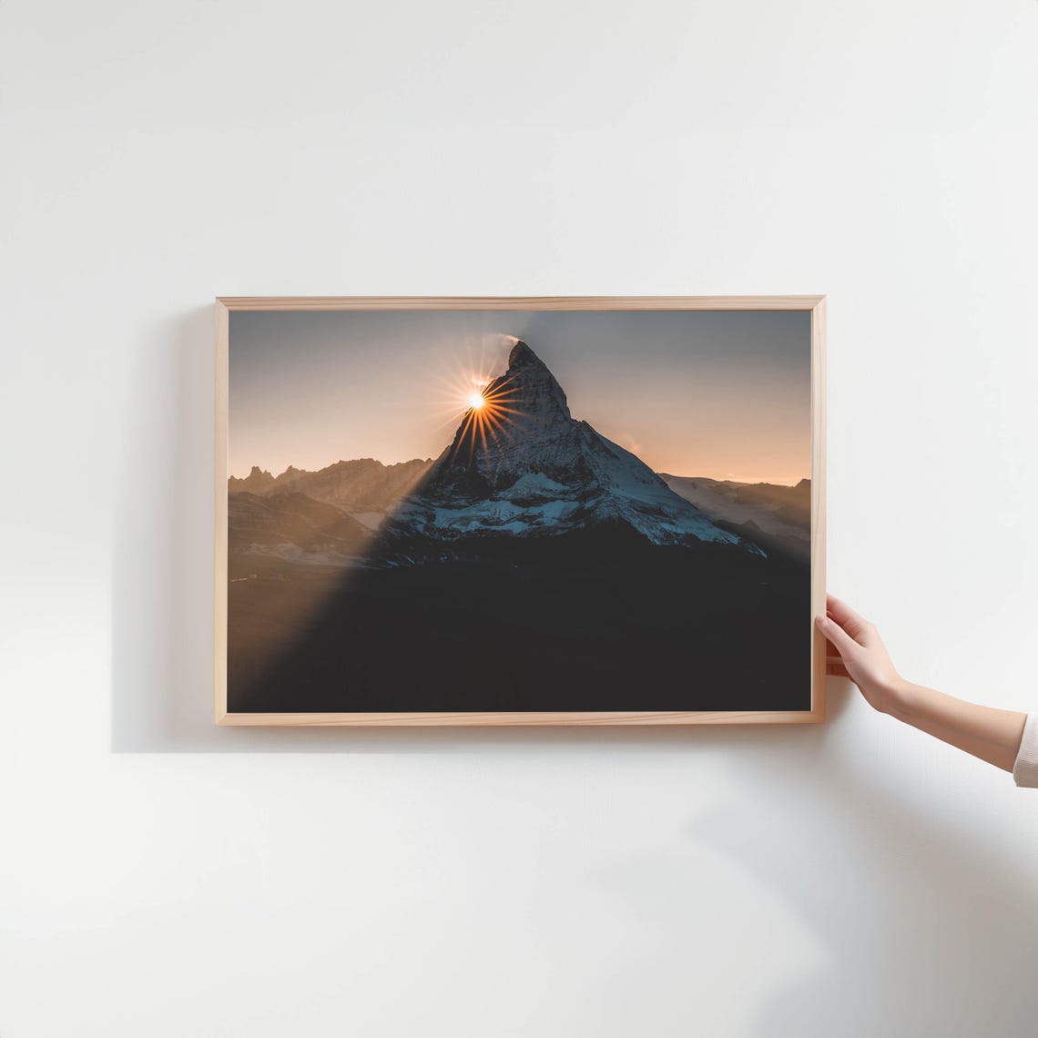 Matterhorn Mountain Silhouette Dramatic Sunburst Dusk Peak Poster - Image 2