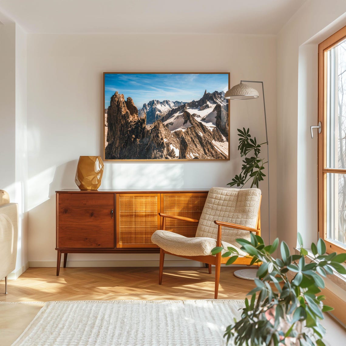 Dramatic Rocky Mountain Peaks Snow Blue Sky Landscape Photo Poster - Image 5