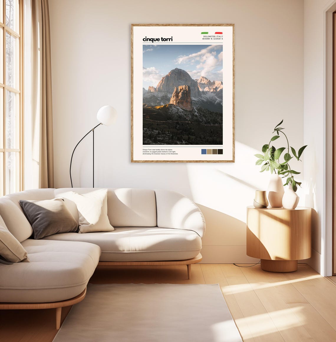 Sunlit Cinque Torri Dolomites Italy Alpine Peaks Mountain Poster - Image 3