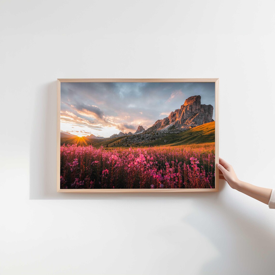 Passo Giau Dolomites Sunset Wildflower Field Mountain Landscape Poster - Image 2