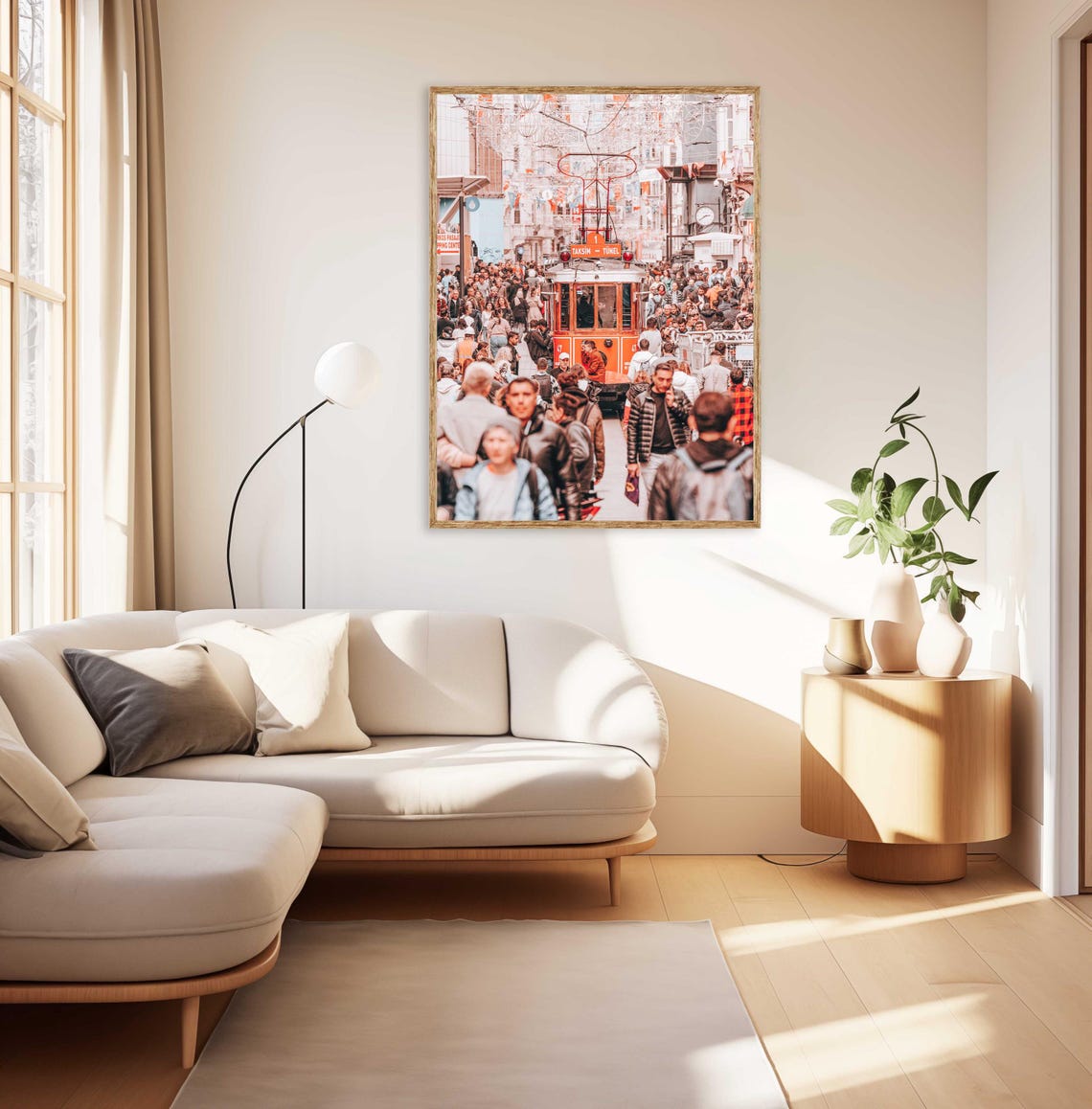 Istanbul Street Photography Print Red Tram In Taksim Wall Art Vibrant Cityscape Decor Travel Wall Art For Living Room Or Office - Image 3