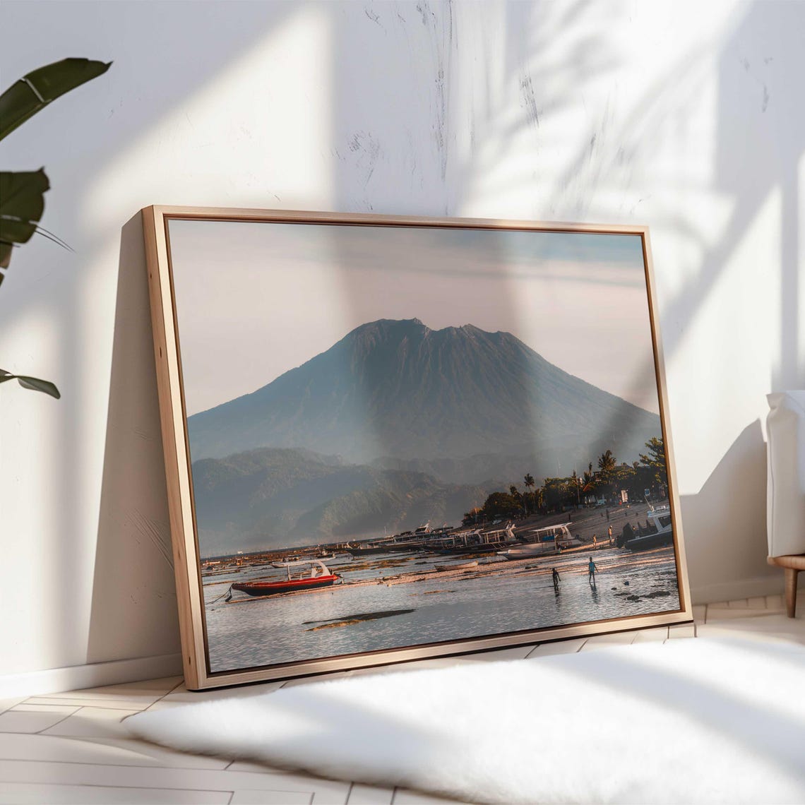 Mount Agung Volcano Behind a Bali Beach with Boats Photo Poster - Image 3