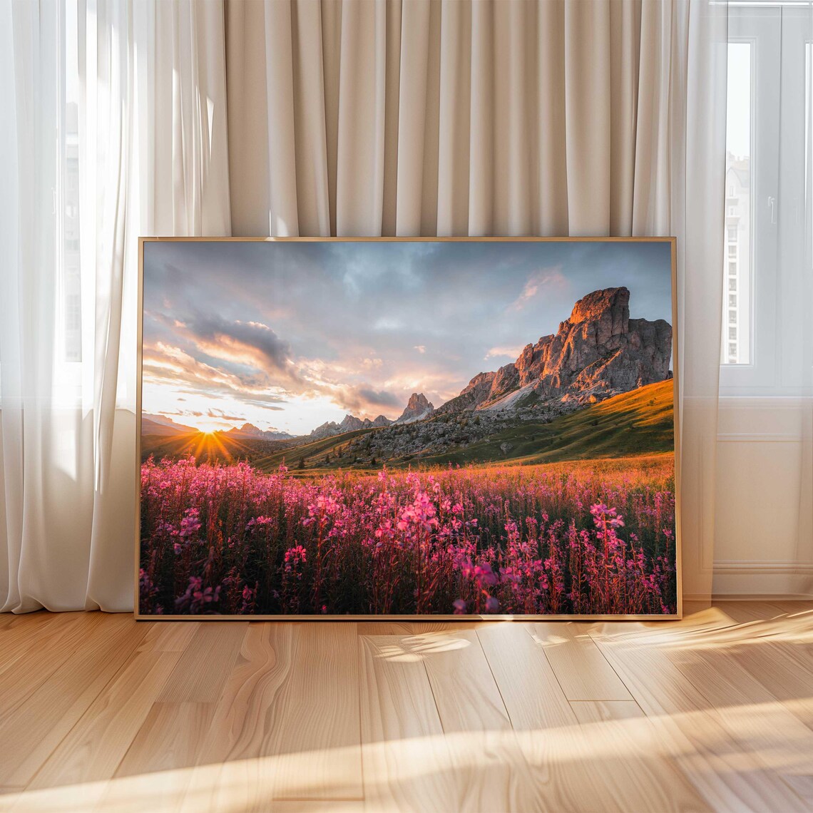 Passo Giau Dolomites Sunset Wildflower Field Mountain Landscape Poster - Image 4