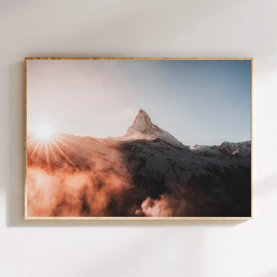 Sunset Matterhorn Wall Art Print Swiss Alps Landscape Decor Zermatt Mountain Photography Alpine Sunset Art Switzerland Travel Wall Decor