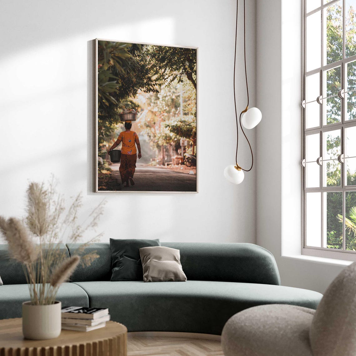 Bali Street Photography Print Cultural Travel Wall Art Woman Walking In Traditional Dress Nature Inspired Decor For Living Room - Image 2