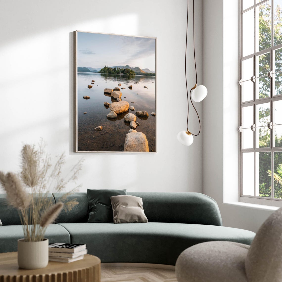 Derwentwater Stepping Stones Toward Distant Fells England Lake Poster - Image 2