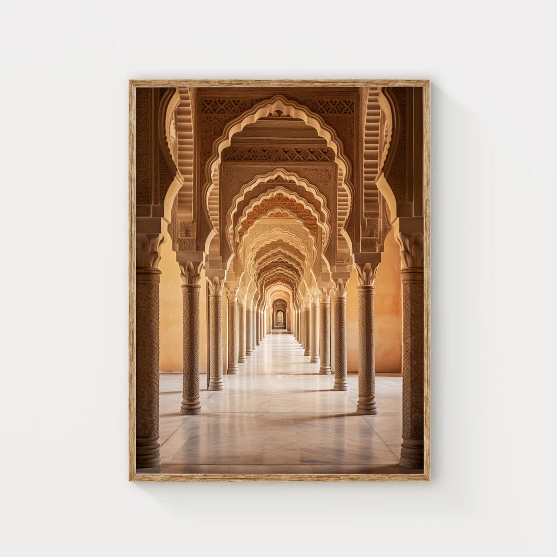 Moorish Arches Hallway Columns Warm Architecture Photo Poster