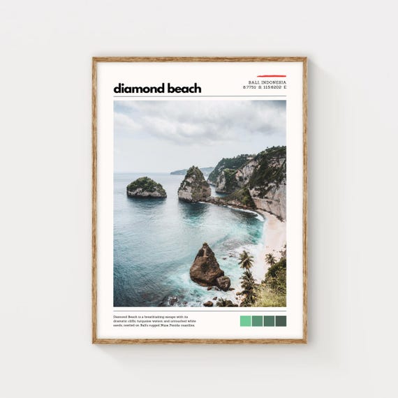 Diamond Beach Wall Art Bali Indonesia Coastal Print Nusa Penida Landscape Poster Tropical Paradise Photography Travel Decor Gift Idea