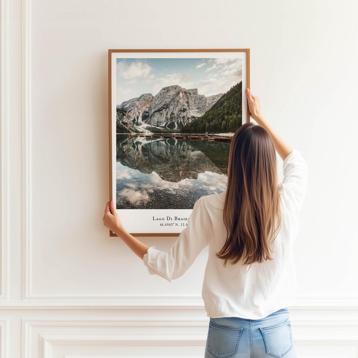 Lago di Braies Wooden Boats Mirror Lake Italy Dolomites Poster - Image 3