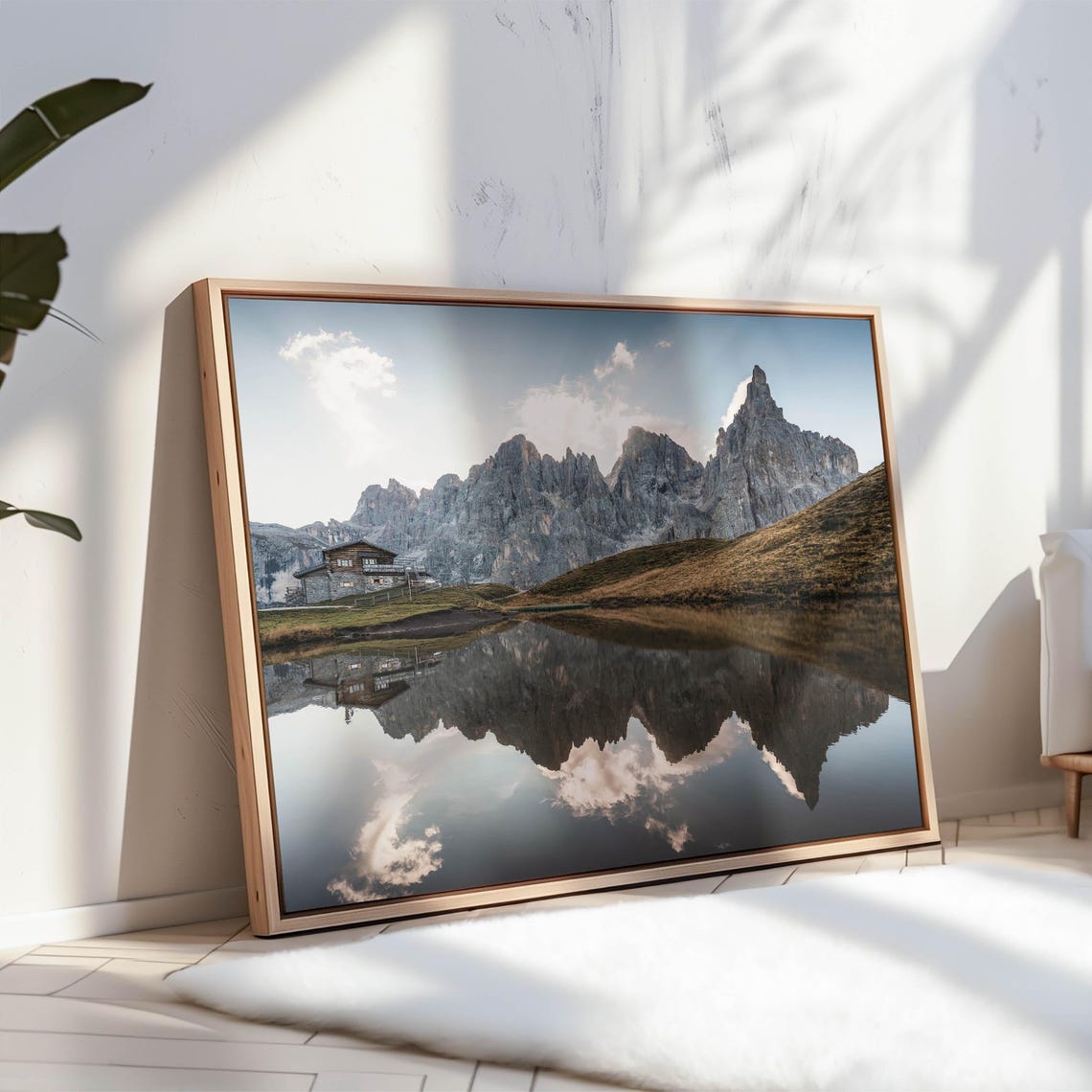 Baita Segantini Dolomites Italy Stone Hut Lake Reflection Poster - Image 3