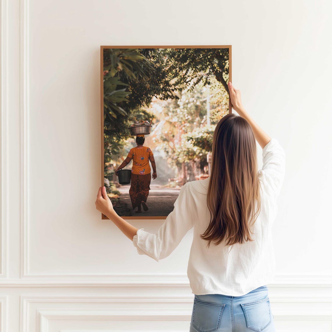 Bali Street Photography Print Cultural Travel Wall Art Woman Walking In Traditional Dress Nature Inspired Decor For Living Room - Image 3