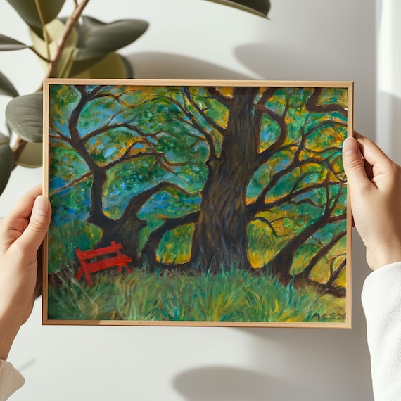 Majestic Live Oak Trees Oil Painting Impressionist Style Wall Art