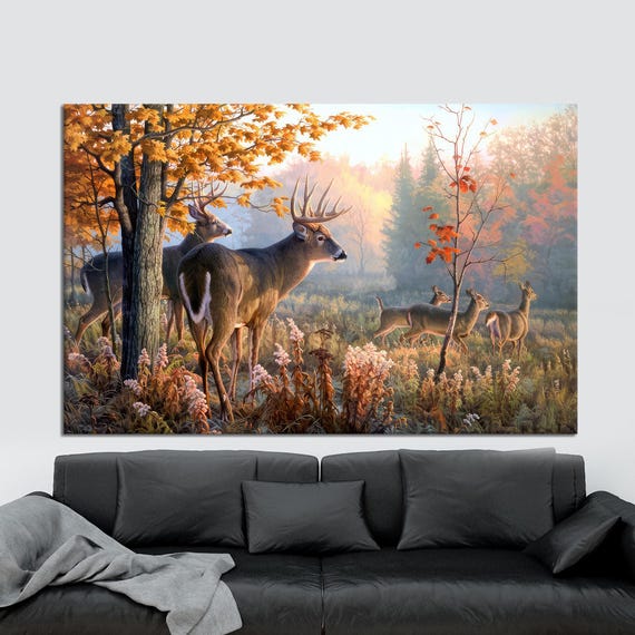 Deer Family Art Print, Forest Animal Poster