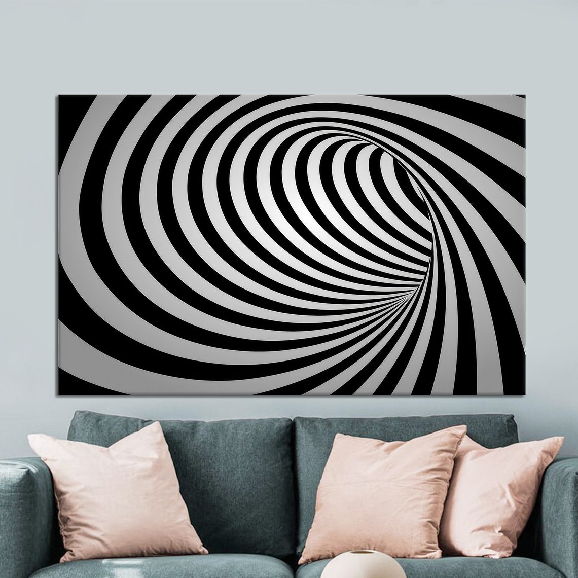 Black and White Optical Illusion Swirl Op Art Tunnel Effect Poster