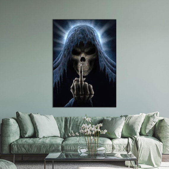 Gothic Art Canvas Modern Poster 3d Satanic Demon Middle Finger Baby Girl Gift Personalized