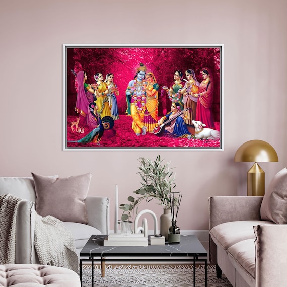 Famous Wall Decor Hindu Artwork Gift Canvas Poster Baby Personalized Radha Krishna Art Kitchen