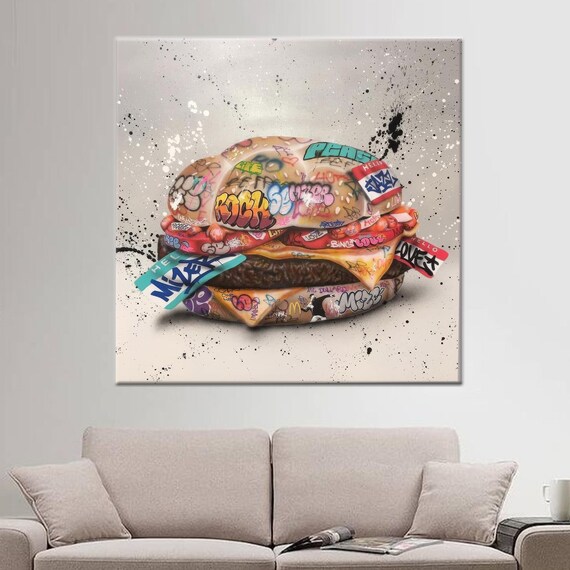 Graffiti Covered Cheeseburger Street Art Food Funny Wall Poster