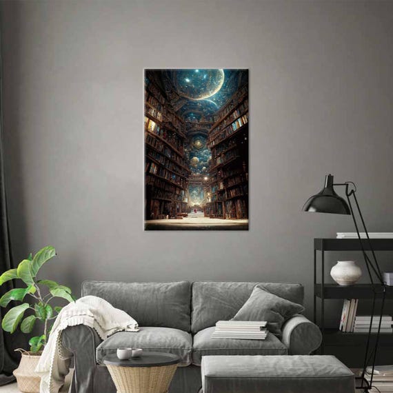 Library Roof To Space Canvas Print Abstract Wall Art