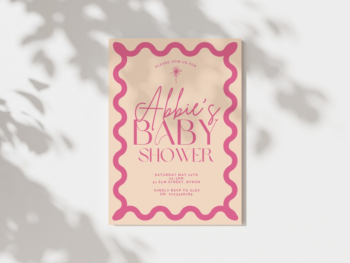 Wavy Baby Shower Invitation, Minimalist Wave Poster