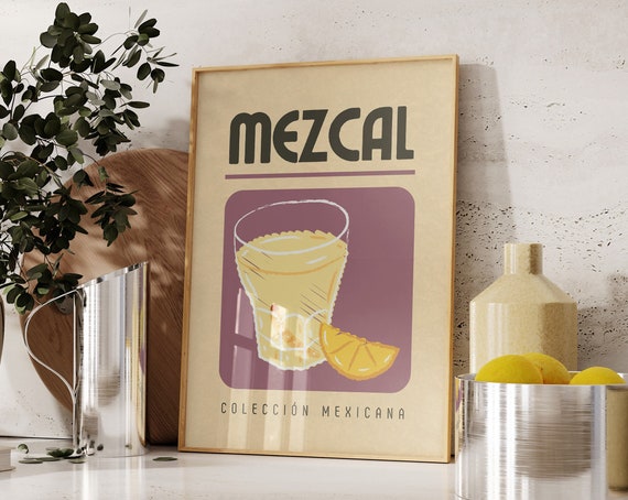Mezcal Print Mexico Art Print Bar Cart Wall Art Vintage Mexico Wall Art Drinks Poster Mexico Travel Poster 1 Print