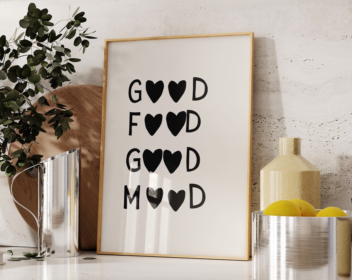 Aesthetic Kitchen Decor Minimalist Heart Art Print