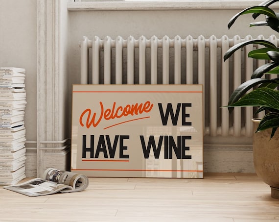 Retro Kitchen Wine Print, Funny Vintage Decor