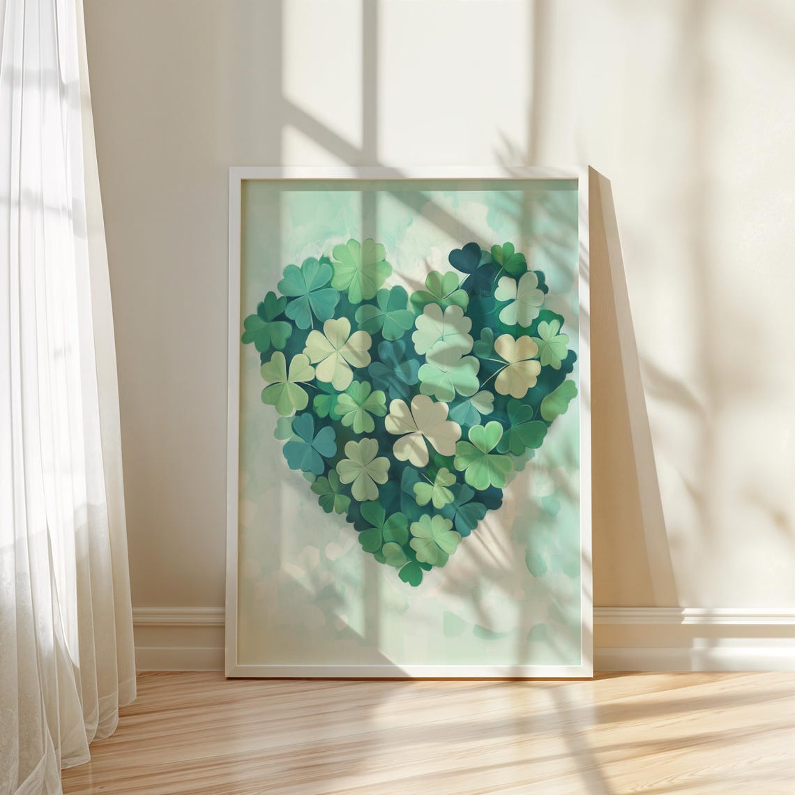 Shamrock Clover Heart St Patricks Day Green Botanical Wall Art Print - Image 2