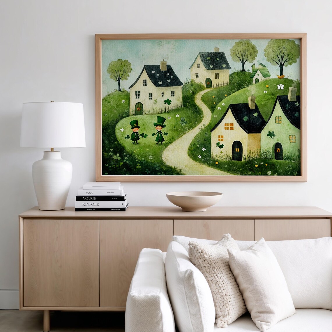 Whimsical St Patricks Day Leprechaun Shamrock Art Print - Image 2