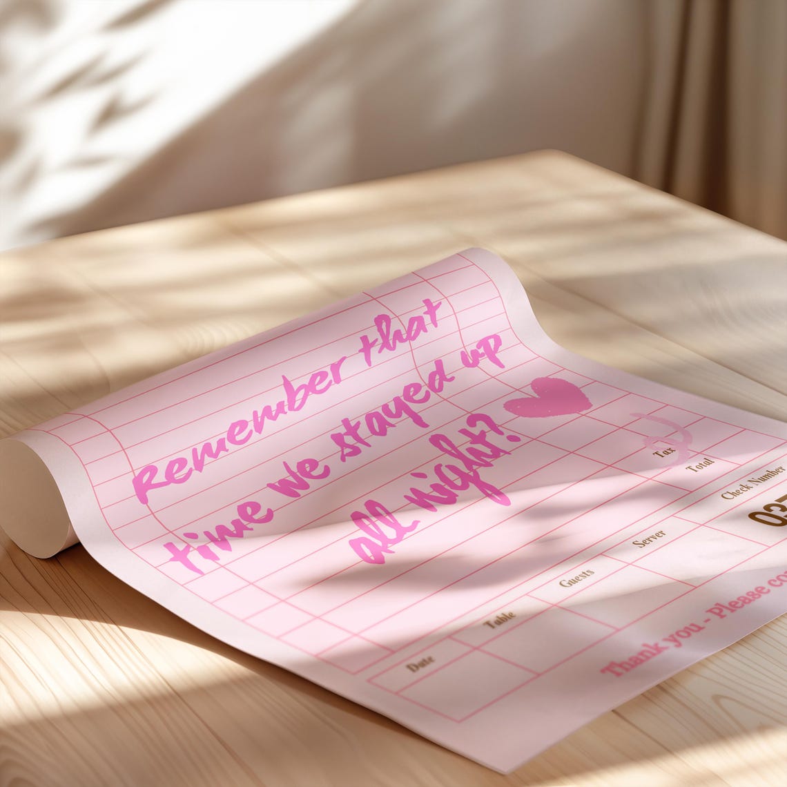 Remember That Time We Stayed Up All Night Pink Guest Check Love Poster - Image 2