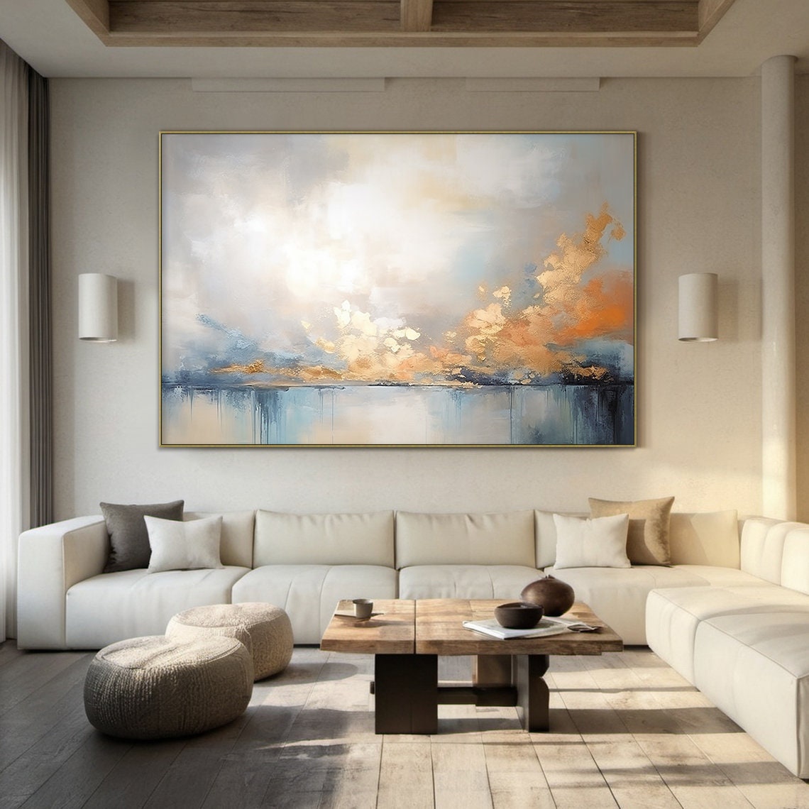 Large Original Nature Painting Sky Sunset Abstract Texture Painting Stylish And Exquisite Room Art Modern Living Room Art - Image 4