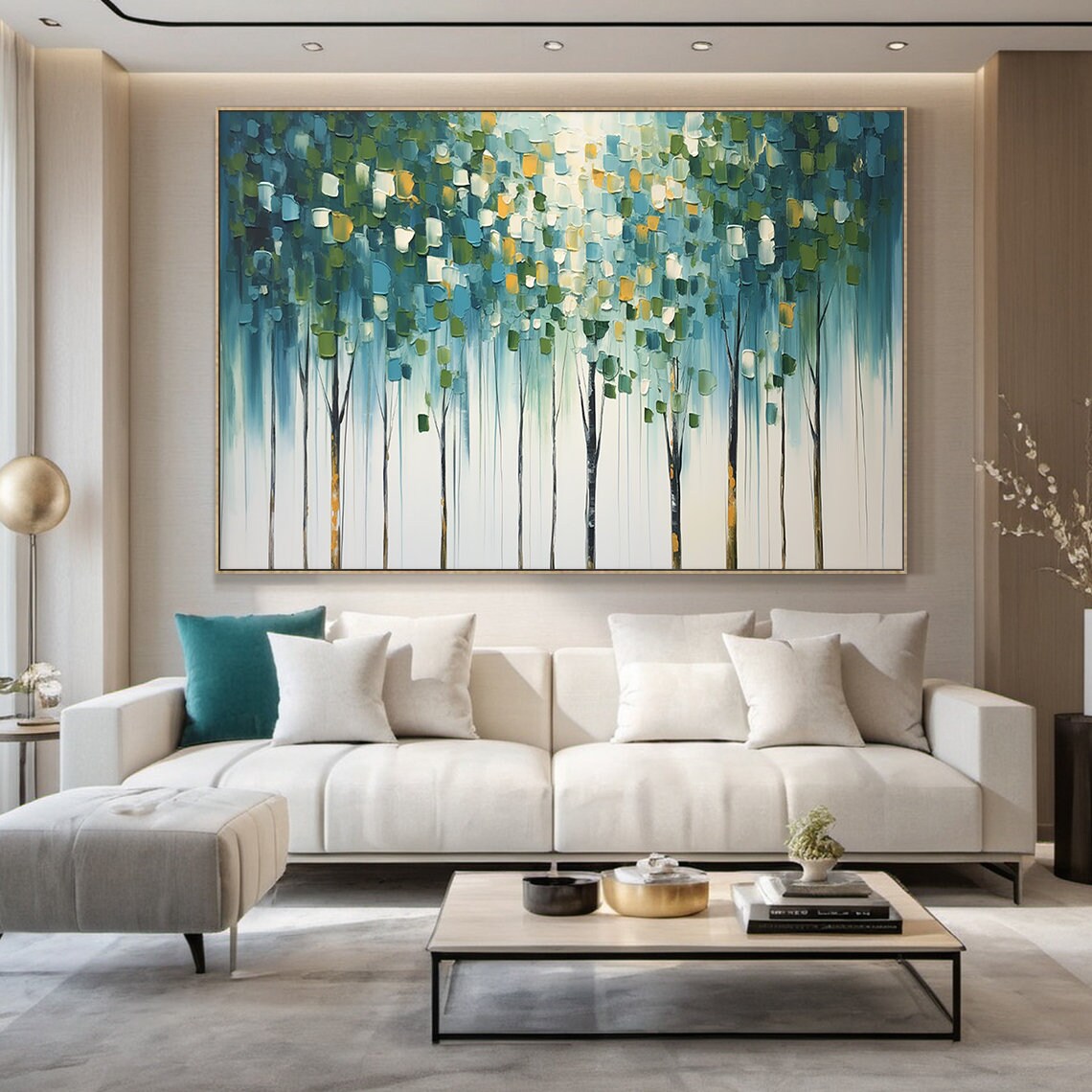Large Original Green Forest Oil Painting Abstract Texture Wall Painting Modern Living Room Art Natural Landscape Handmade Painting - Image 2