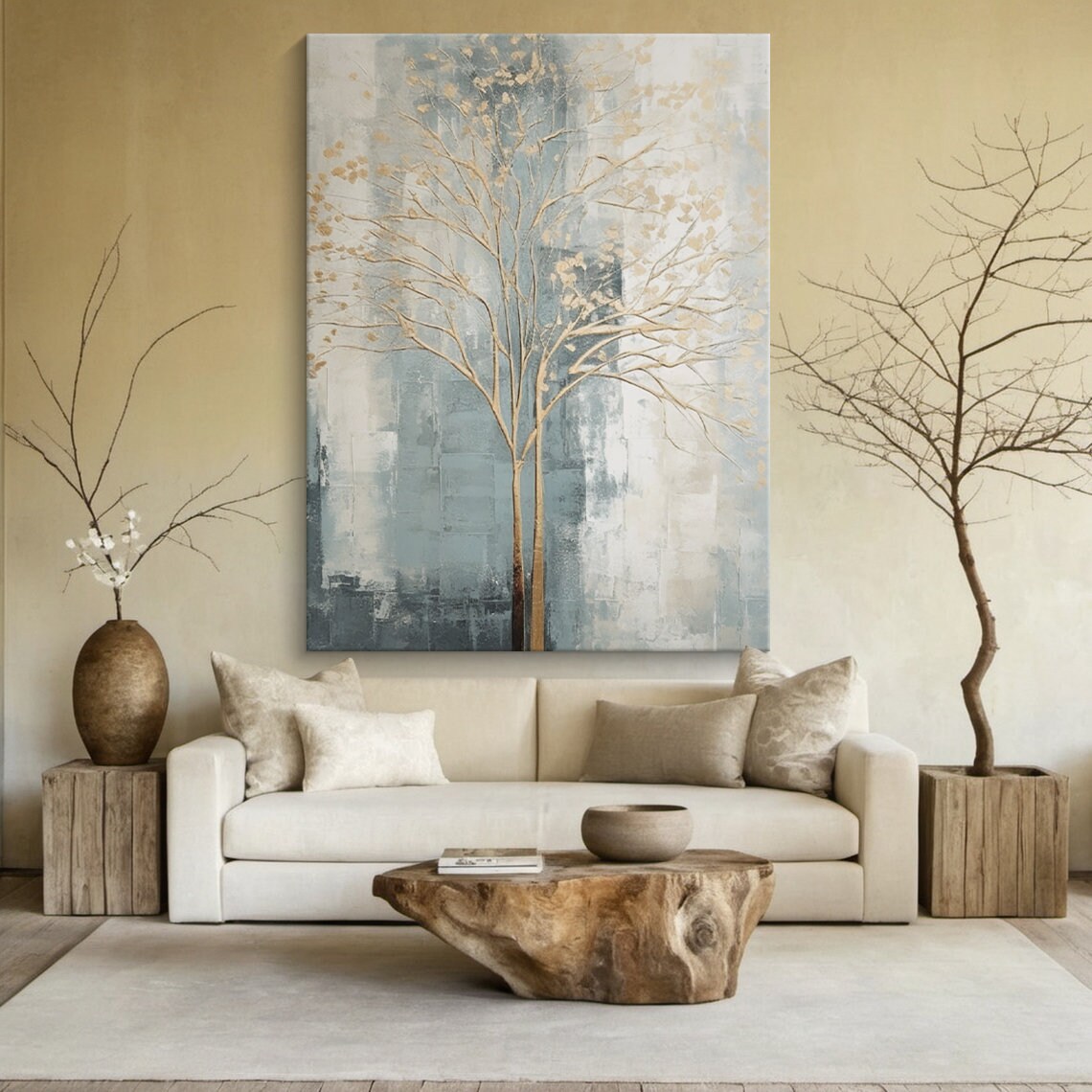 Brown Abstract Tree Art Print, Modern Living Room - Image 4