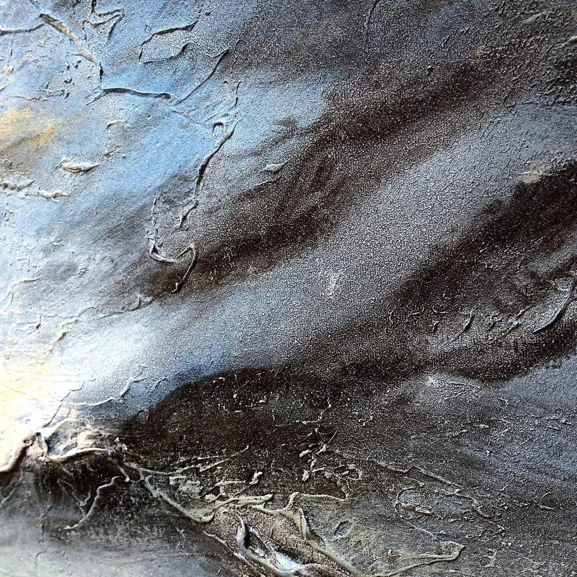 White Blue Gold Abstract Ocean Mist Soft Textured Seascape Poster - Image 5
