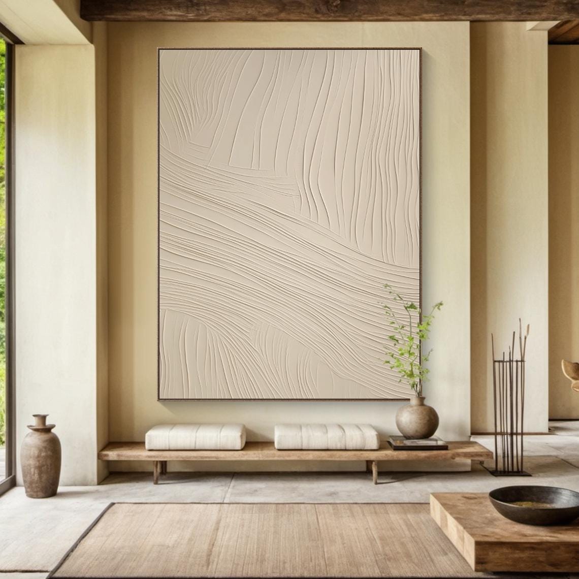 Beige Wabi Sabi Wall Art Beige Abstract Painting Large Beige Simple Wall Art Beige Textured Art Modern Stylish Decor - Image 5