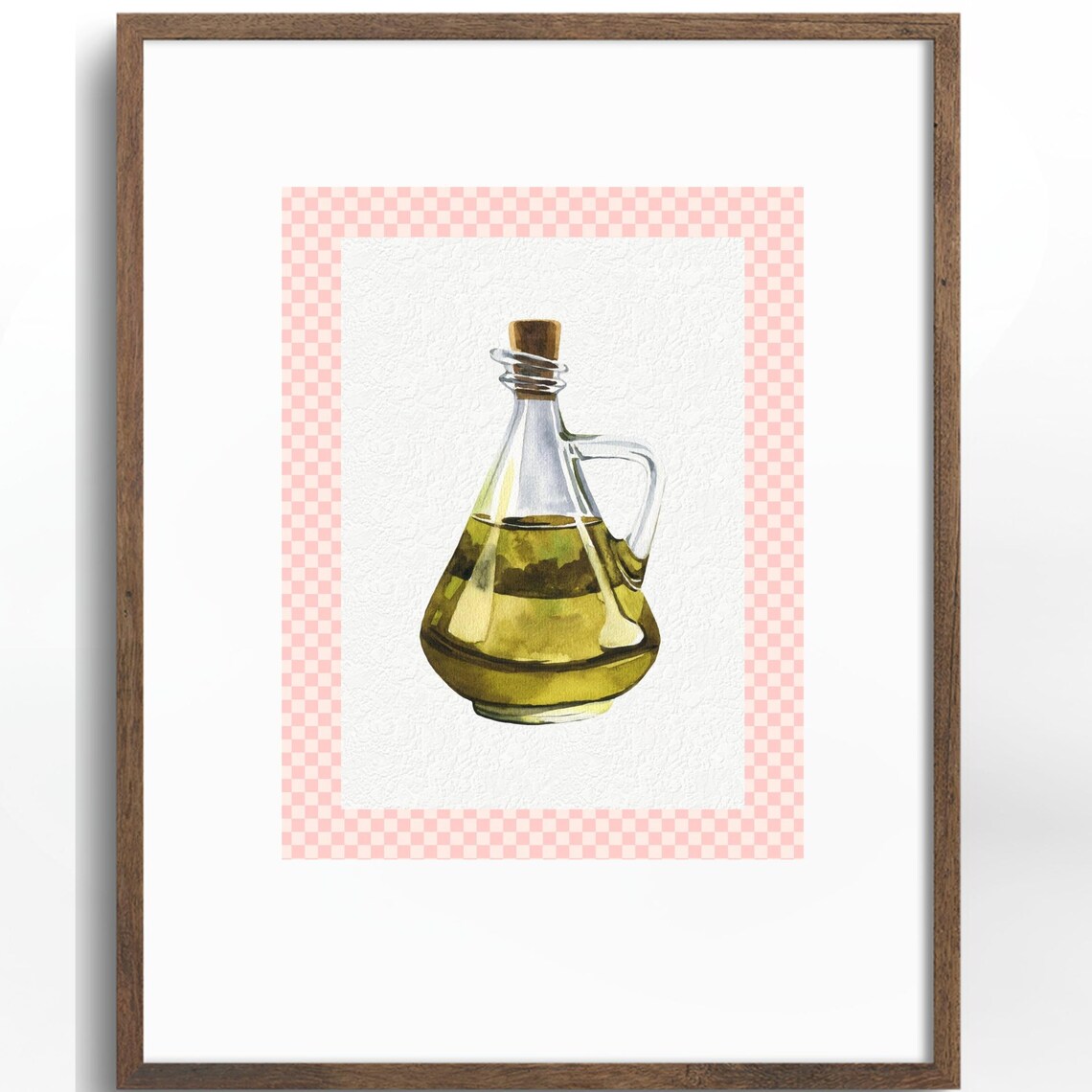 Olive Oil Watercolor Print, Mediterranean Kitchen Decor