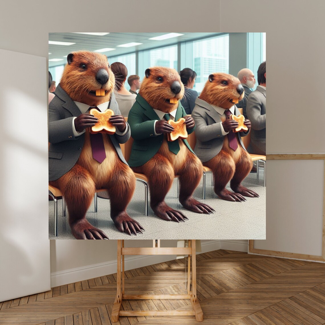 Whimsical Beavers Eating Animal Art Print
