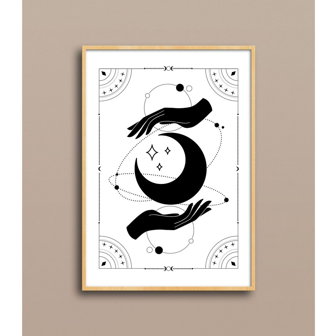 Celestial Mystic Moon Stars Zodiac Art Print