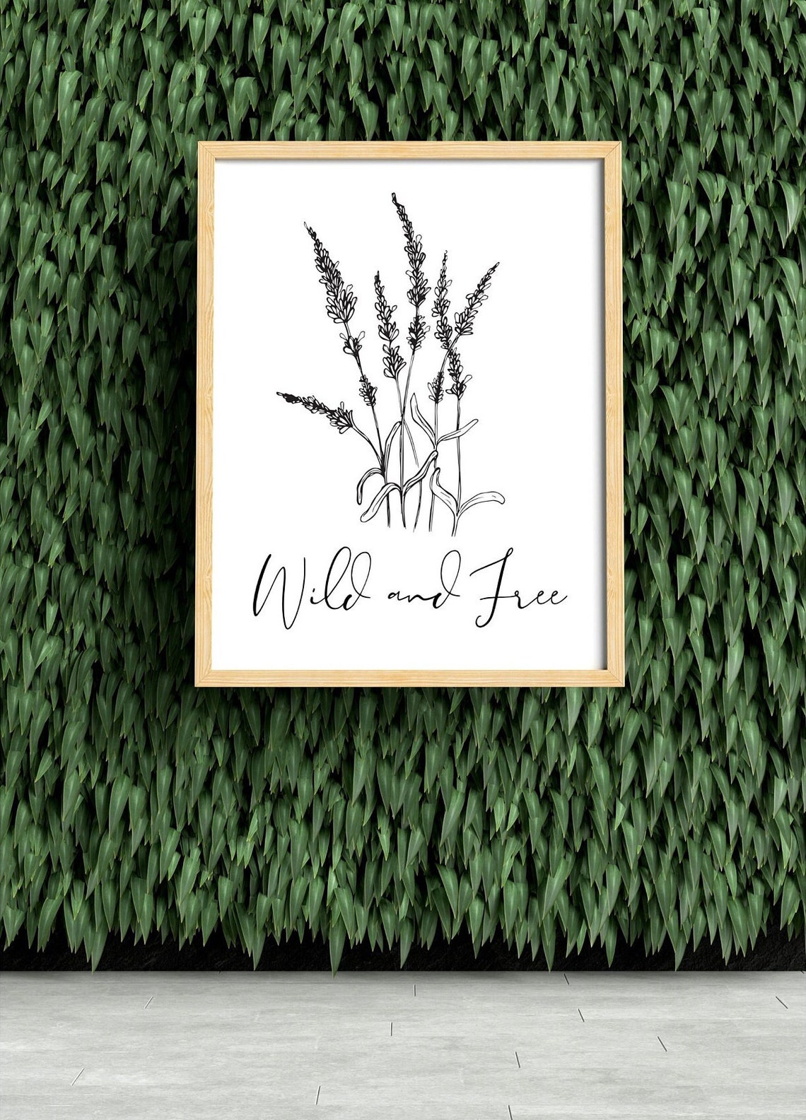 Wild and Free Lavender Botanical Line Art Script Quote Poster - Image 4