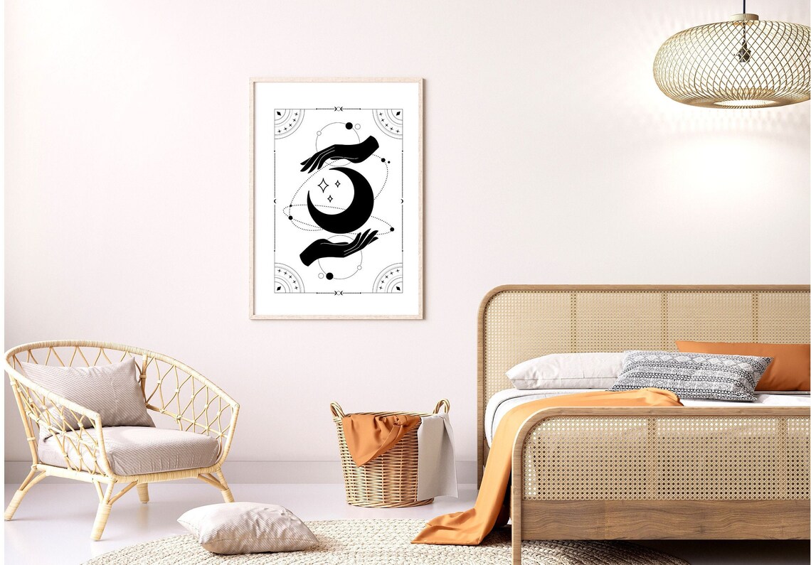 Celestial Mystic Moon Stars Zodiac Art Print - Image 4