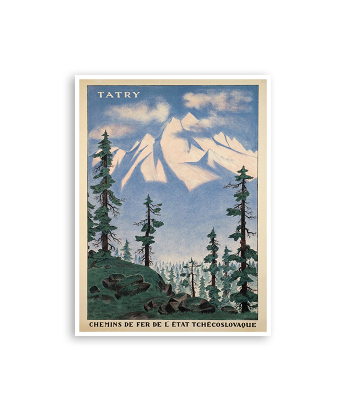 Tatry Mountains Slovakia Travel Poster, Retro Print