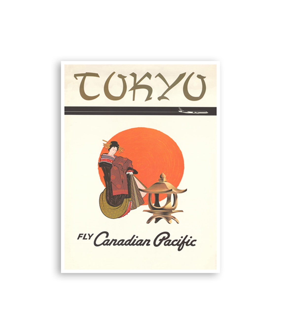 Tokyo Fly Canadian Pacific Geisha Lantern Red Sun Vintage Poster