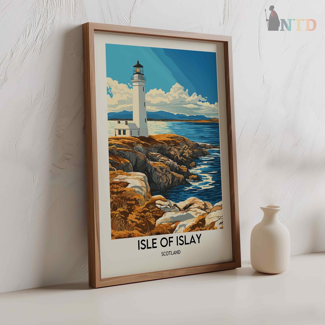 Isle of Islay Scotland White Lighthouse Rocky Sea Coast Poster - Image 2